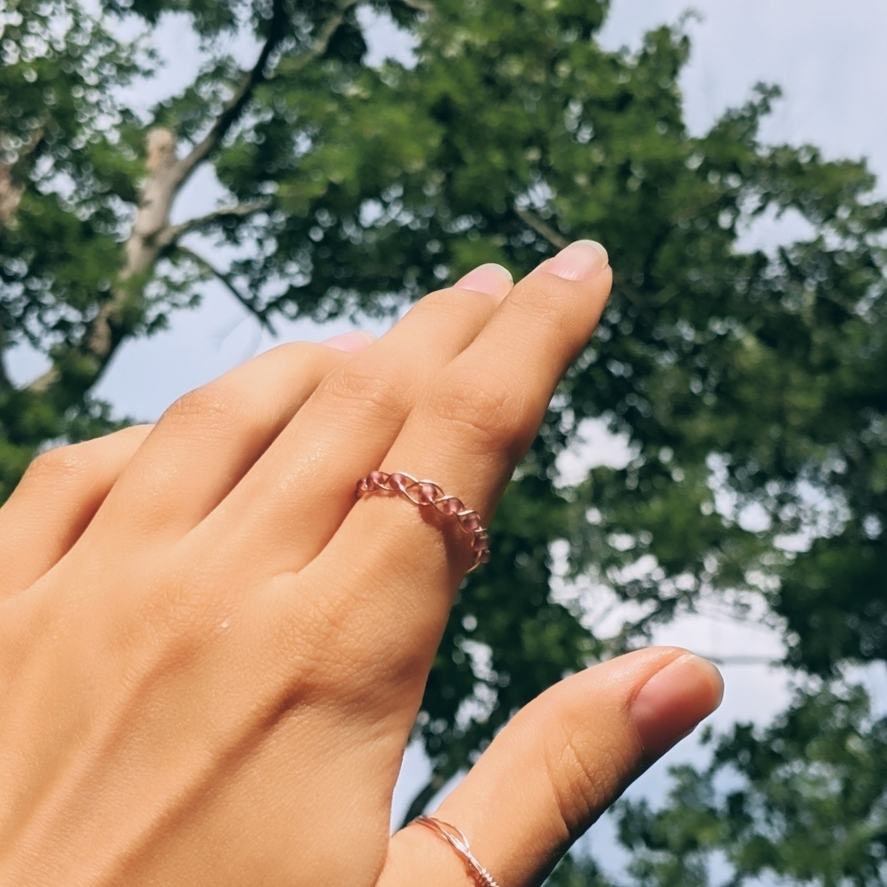 Braided Purple Frosted Bead Ring - Picture 6 of 6